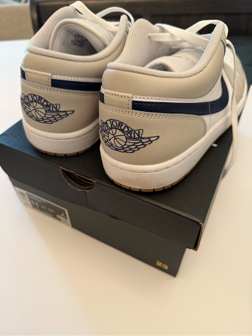 Jordan Low-Top Sneakers in White & Midnight Navy (Men’s 11) *GOOD*